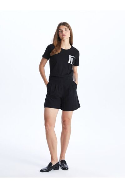 LC Waikiki Crew Neck Sequin Embroidered Short Sleeve Women's T-Shirt