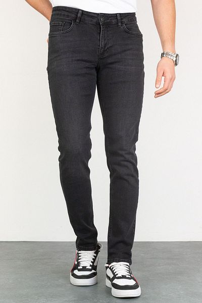 HLT JEANS Jeffrey Grinded Slim Fit antracitové džíny