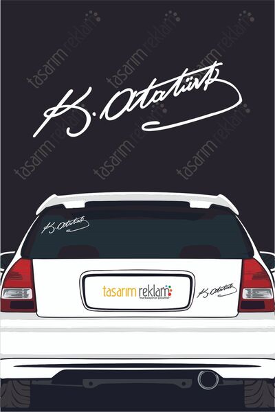 TASARIMREKLAM Atatürk Araç Sticker-Araba Sticker-Motosiklet Sticker-Araba Yazısı