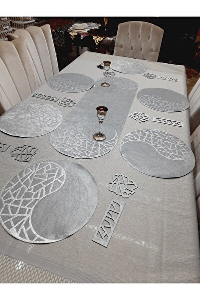 SEHARA 1 RUNNER (100X33CM)/6 SERVİS(34CM)/6 BARDAKALTLIĞI/6 KAŞIKLIK/DERİ İŞL...