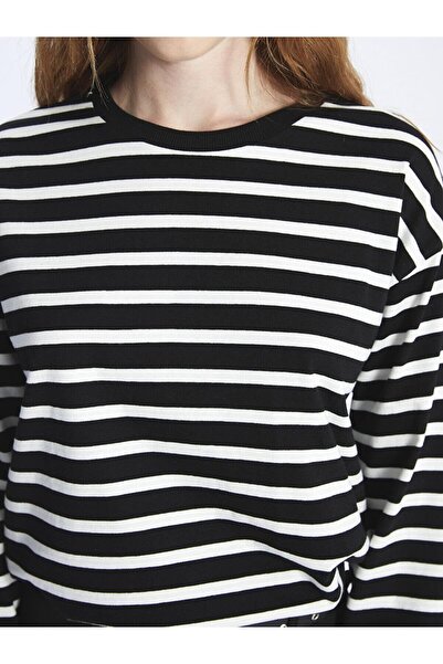 LC Waikiki Γυναικεία μακρυμάνικα φούτερ XSIDE με ριγέ λαιμόκοψη