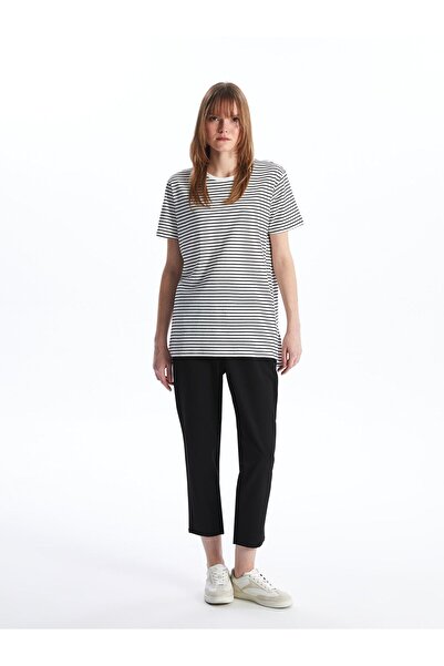 LC Waikiki Dámské tričko s pruhovaným výstřihem - krátký rukáv