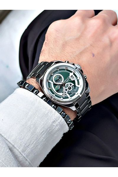 Ferrucci Men's Wristwatch and Bracelet - Smoke Color, Steel Cord, Active Functions Gift