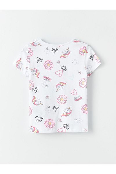 LC Waikiki Fată - Tricou cu mânecă scurtă imprimat cu decolteu