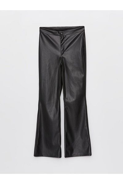 LC Waikiki Standard Fit Straight Leather Look Women's Trousers