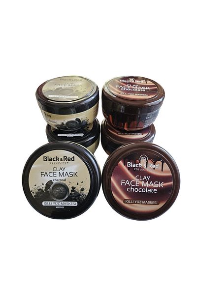 Black Red Clay Face Mask with Charcoal Extract + Chocolate (3+3)