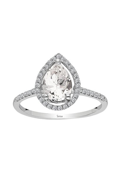 Sirius Pırlanta Pırlanta Ve Beyaz Topaz Su Damlası Yüzük