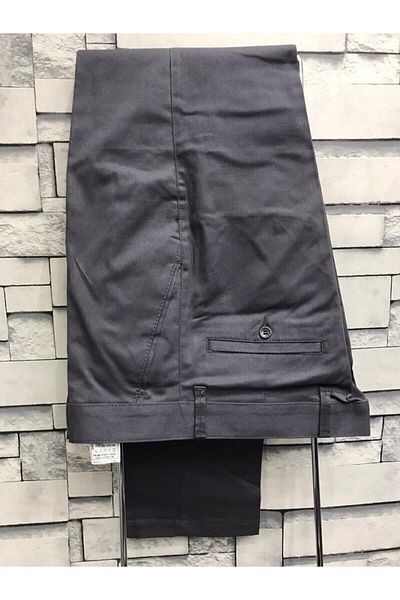 ÖZ NARİN Gray Plus Size Men's Linen Trousers