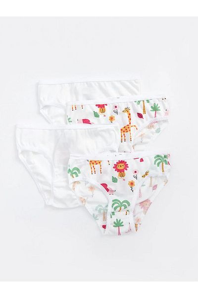 LC Waikiki LCW baby Printed Cotton Baby Girl Panties 4-Piece