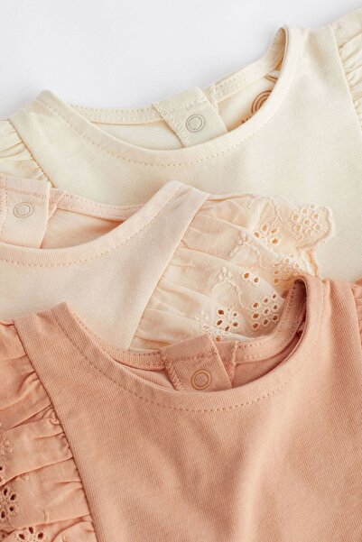 Next Baby 100% Cotton Pink Cream Broderie Set of 3 Romper