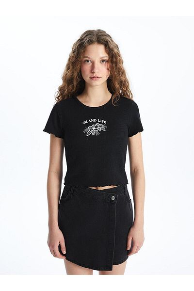 LC Waikiki Tricou XSIDE pentru damă - decolteu, broderie, mânecă scurtă