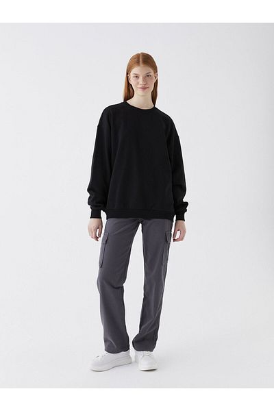 LC Waikiki Oversize Γυναικείο Φούτερ - Crew Neck, Μασίφ μακρυμάνικο