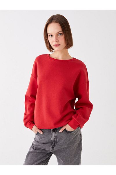 LC Waikiki Übergroßes Damen-Sweatshirt – Rundhalsausschnitt, solide lange Ärmel