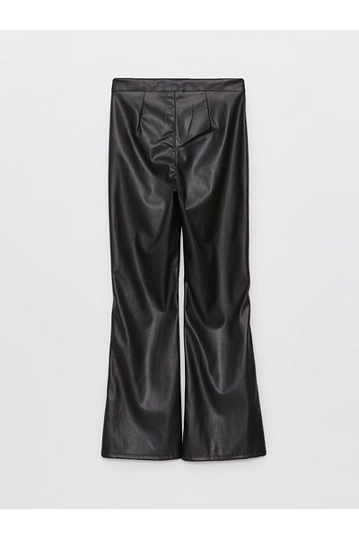 LC Waikiki Standard Fit Straight Leather Look Women's Trousers