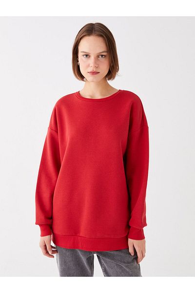 LC Waikiki Übergroßes Damen-Sweatshirt – Rundhalsausschnitt, solide lange Ärmel