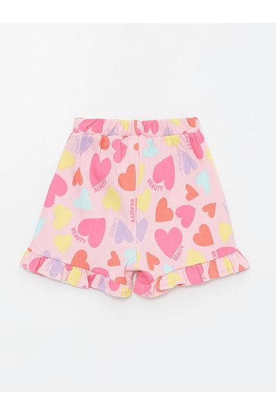 LC Waikiki Printed Elastic Waist Shorts for Baby Girl