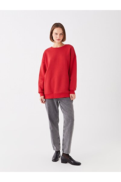 LC Waikiki Oversize Γυναικείο Φούτερ - Crew Neck, Μασίφ μακρυμάνικο