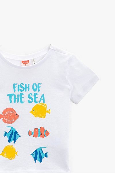 Koton Kids Unisex Kids White Baby Printed Cotton T-Shirt