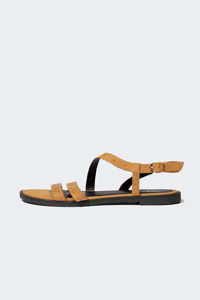 DeFacto Damen-Sandalen aus Kunstleder mit doppeltem Riemen und flacher Sohle B8599ax24sm