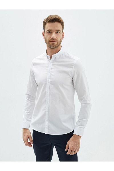 LC Waikiki Ανδρικό πουκάμισο Lcwaıkı Basic Slim Fit μακρυμάνικο Oxford