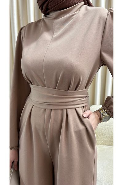 HB MODA COLLECTİON Ολόσωμη φόρμα Hijab με τυλιγμένη φαρδιά ζώνη