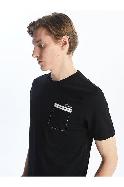 LC Waikiki Ανδρικό μπλουζάκι LCWAIKIKI Classic Crew με λαιμόκοψη κοντό μανίκι με στάμπα χτενισμένο βαμβακερό ανδρικό μπλουζάκι