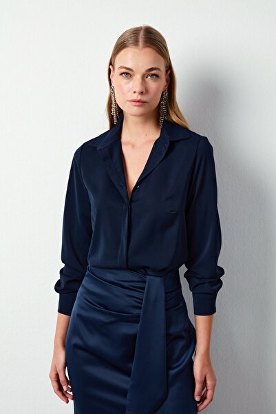 Sateen DARK BLUE Classic Plain Shirt
