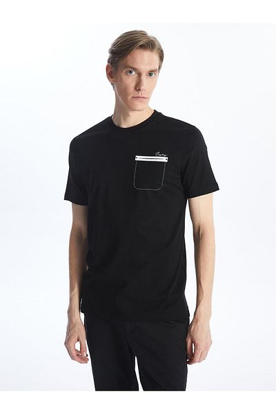 LC Waikiki Ανδρικό μπλουζάκι LCWAIKIKI Classic Crew με λαιμόκοψη κοντό μανίκι με στάμπα χτενισμένο βαμβακερό ανδρικό μπλουζάκι