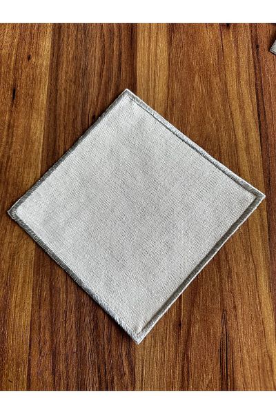 NURHAN HOME COLLECTION 6 Pieces Silver Color Embroidered Square Cocktail Presentation Napkin, Coffee Side Napkin