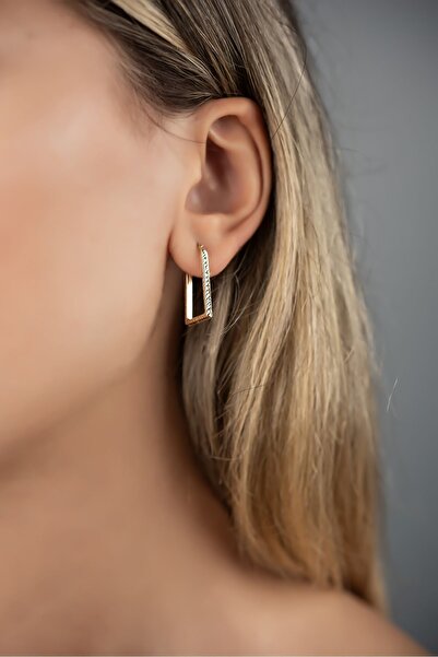 Altınaşkı Dikdörtgen Altın Küpe