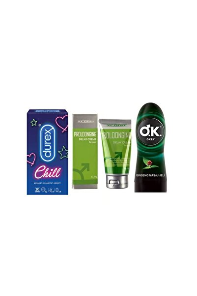 Durex CHİLL PREZERVATİF 10 LU + KREM + GİNSENG KAYGANLAŞTIRICI MASAJ JELİ