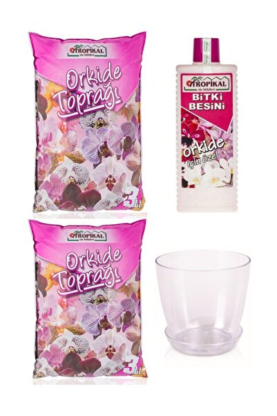 TROPİKAL Orkidelere Bakım Seti - Orkide Vitamini - Orkide Saksısı