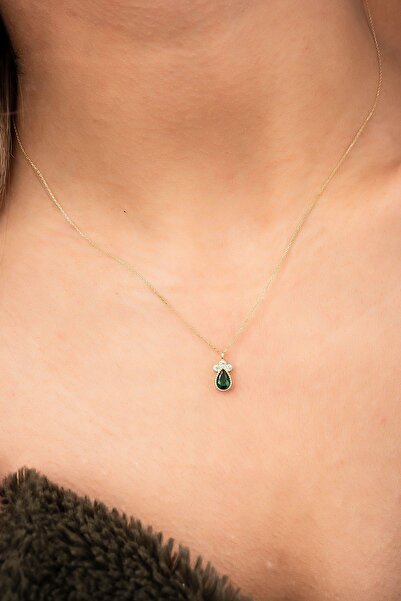 Altınaşkı Yeşil Taşlı Hayalet Altın Kolye