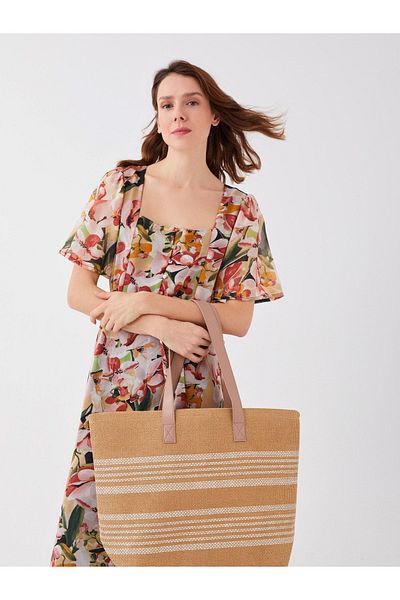 LC Waikiki Lcw Accessories Geantă de umăr de damă cu paie în dungi