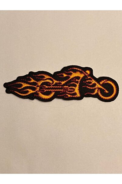 StüdyoÜmitTişört Chopper Burnıng Motocycle 326 Patch-motorsiklet Peç,arma,kot Yaması (13,5x4,2cm)