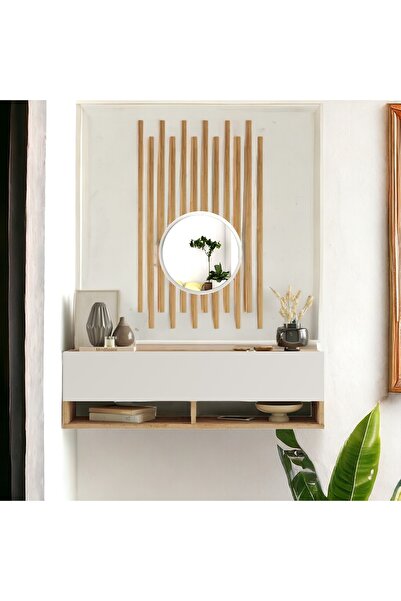 L'occi Concept Ledder Aynalı Dresuar Ahşap Çıtalı Set Çam-Beyaz LE13-AW