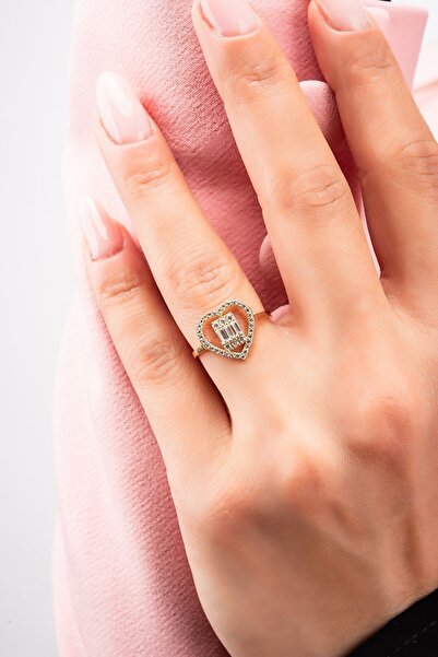 Altınaşkı Kalpli Baget Altın Yüzük