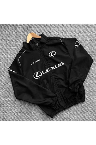 Genel Markalar Unisex Paraşüt Kumaş Oversize Baskılı Siyah Rüzgarlık Yağmurluk