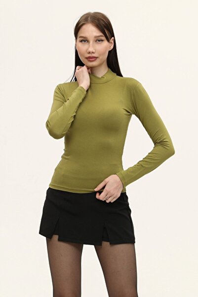 LAENT Μακρυμάνικο κορμάκι με πράσινο γιακά λαδιού