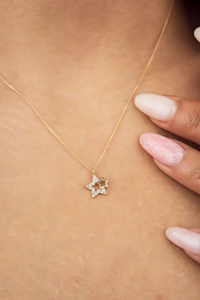 Altınaşkı Taşlı Yıldız Hayalet Altın Kolye