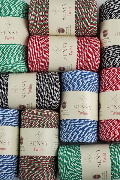 SENSY Premium 200 Metre 200 G Kırmızı Beyaz Paket Ip Hediye Paketleme Ipi Marteniçka Ipi Twine Baker
