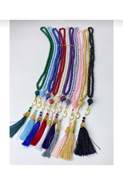 esenavm 10 Adet Karışık Renk Hediyelik Püsküllü Cam Inci 99luk Tesbih (MEVLÜT...