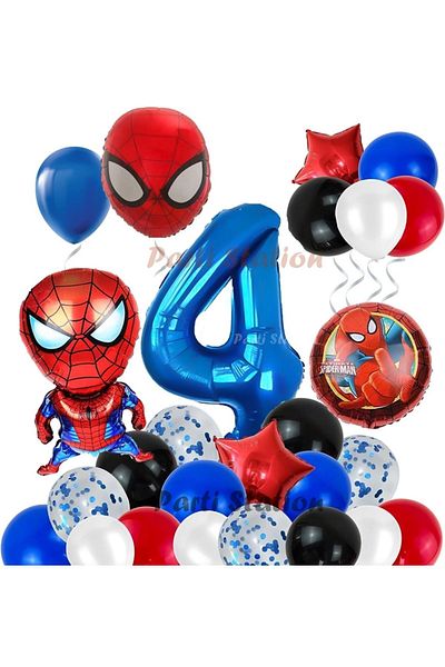 Parti Station Spiderman Spiderman Concept 4 Years Birthday Balloon Set Spiderman Party Balloons Spiderman Theme