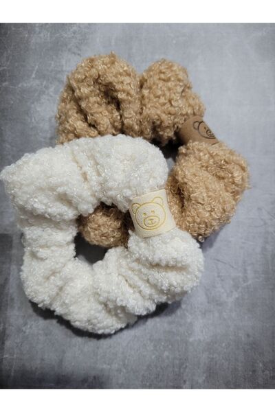 GÜLPEŞE 2 Pieces of Wool Hair Clip, Bun Clip, Bagel Clip, Scrunchie