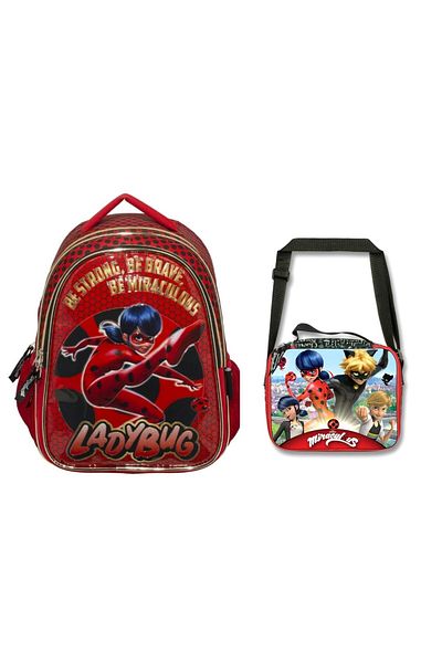 Miraculous Ladybug Glittered Primary School Backpack and Lunchbox for Girl