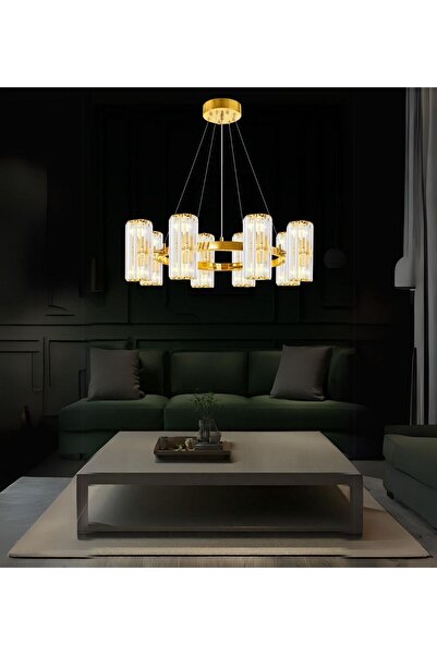 RONİSU AYDINLATMA Betty 8'li Taşlı Oturma Odası Avize Taşlı Salon Oturma Odas...