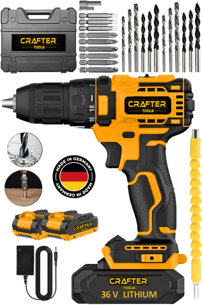 CRAFTERTOOLS 36V 5Ah Çift Akülü Metal Şanzuman Darbeli Şarjlı Matkap 24 Parça...