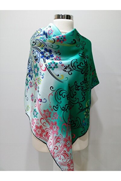 VİZYON وشاح حريري أخضر نسائي