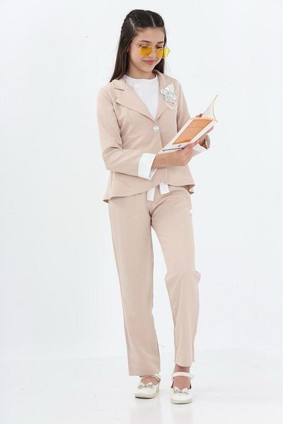 Asortix Young Girl 3 Pieces Set Suit Jacket-Pants-Blouse