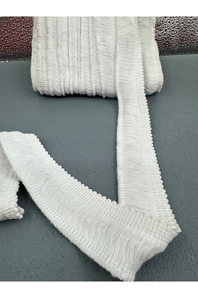paşateks since 1995 şekil 5 Meters White Knitted Fringe - 3 cm